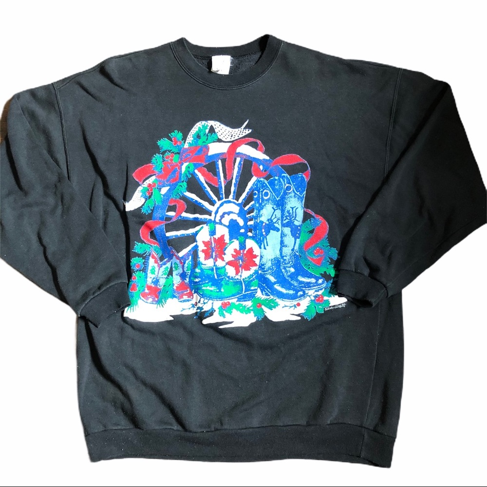 Vintage Western Christmas Theme Sweatshirt